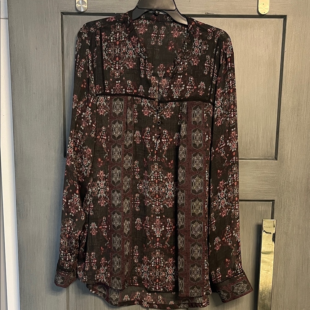 Maurice’s 2X Women’s Sheer Floral Button Up Blouse, #boho #floral, #sheer - Picture 1 of 5